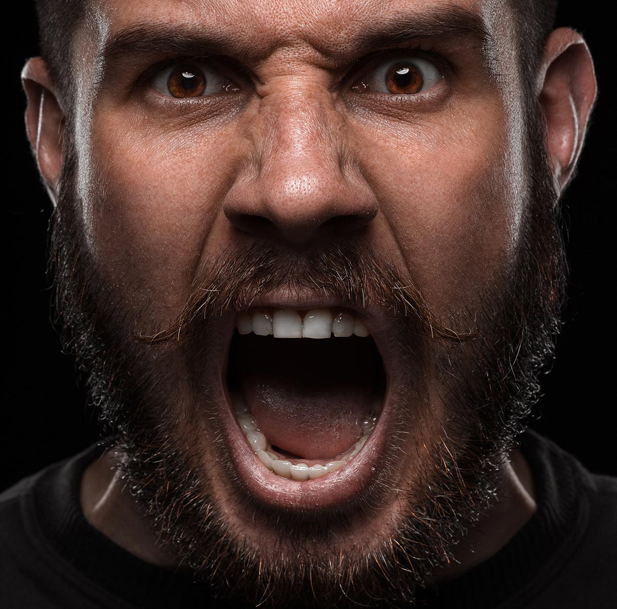 Close up Portrait of Angry Man