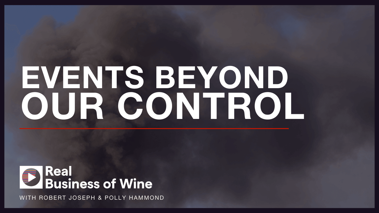 Dark smoke as background. Text says "Events beyond our control"