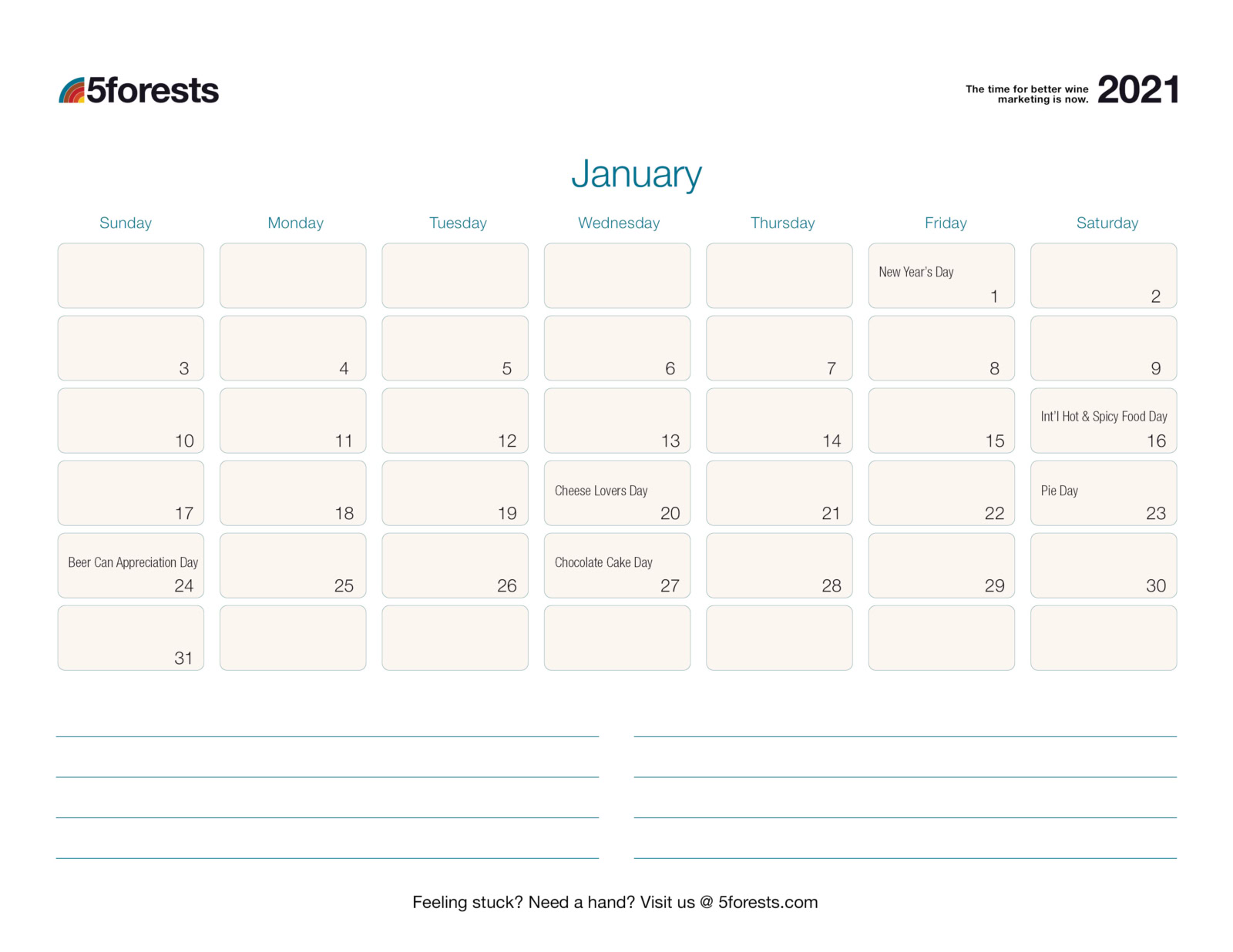 January Social Media Calendar