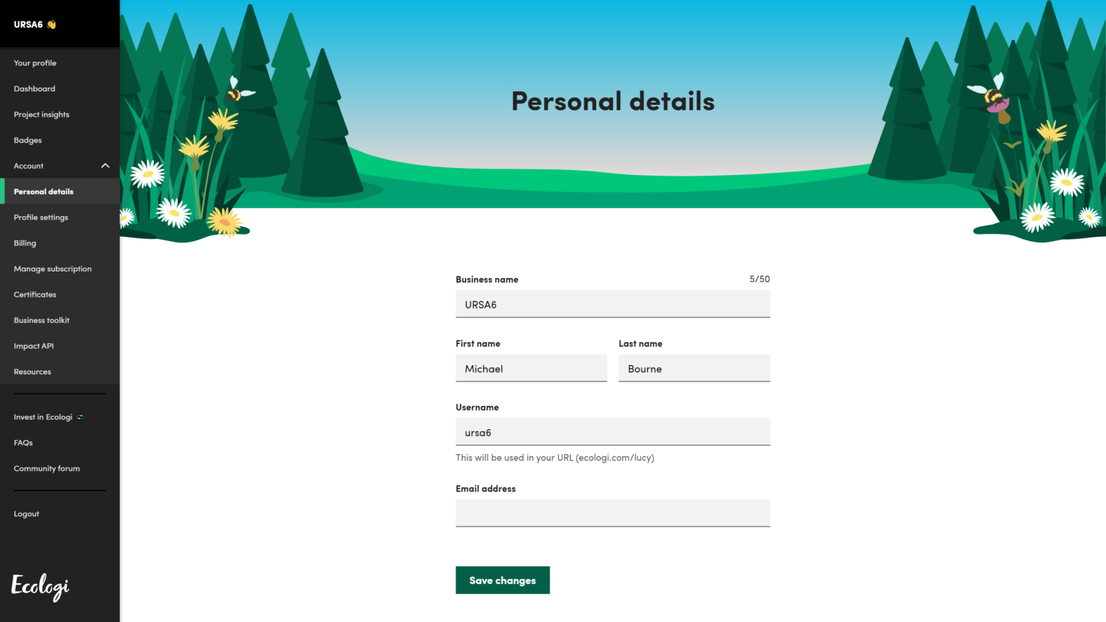 Get your username from the Personal Details page