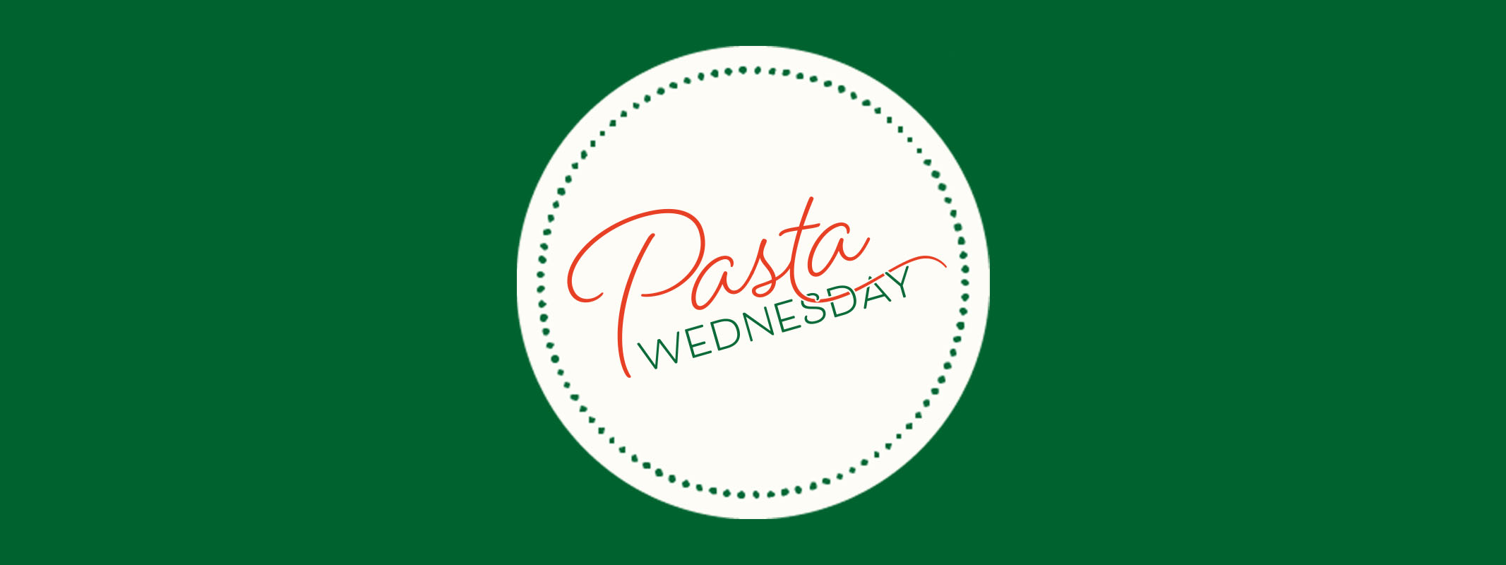 Pasta Wednesday logo superimposed over a green background 