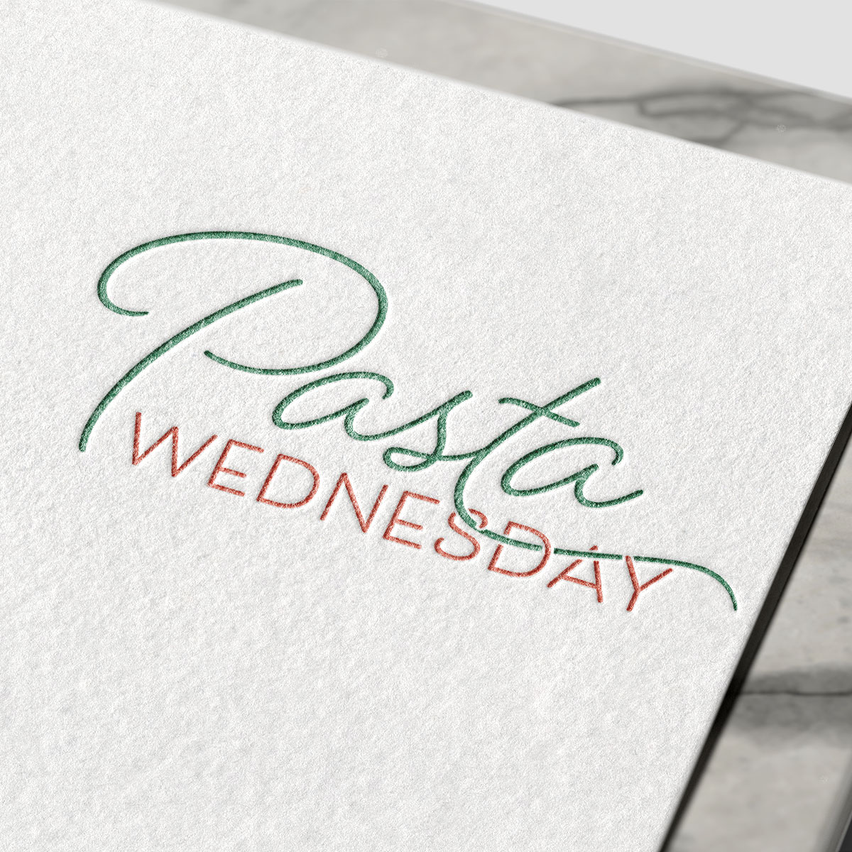 Pasta Wednesday logo as printed on a business card