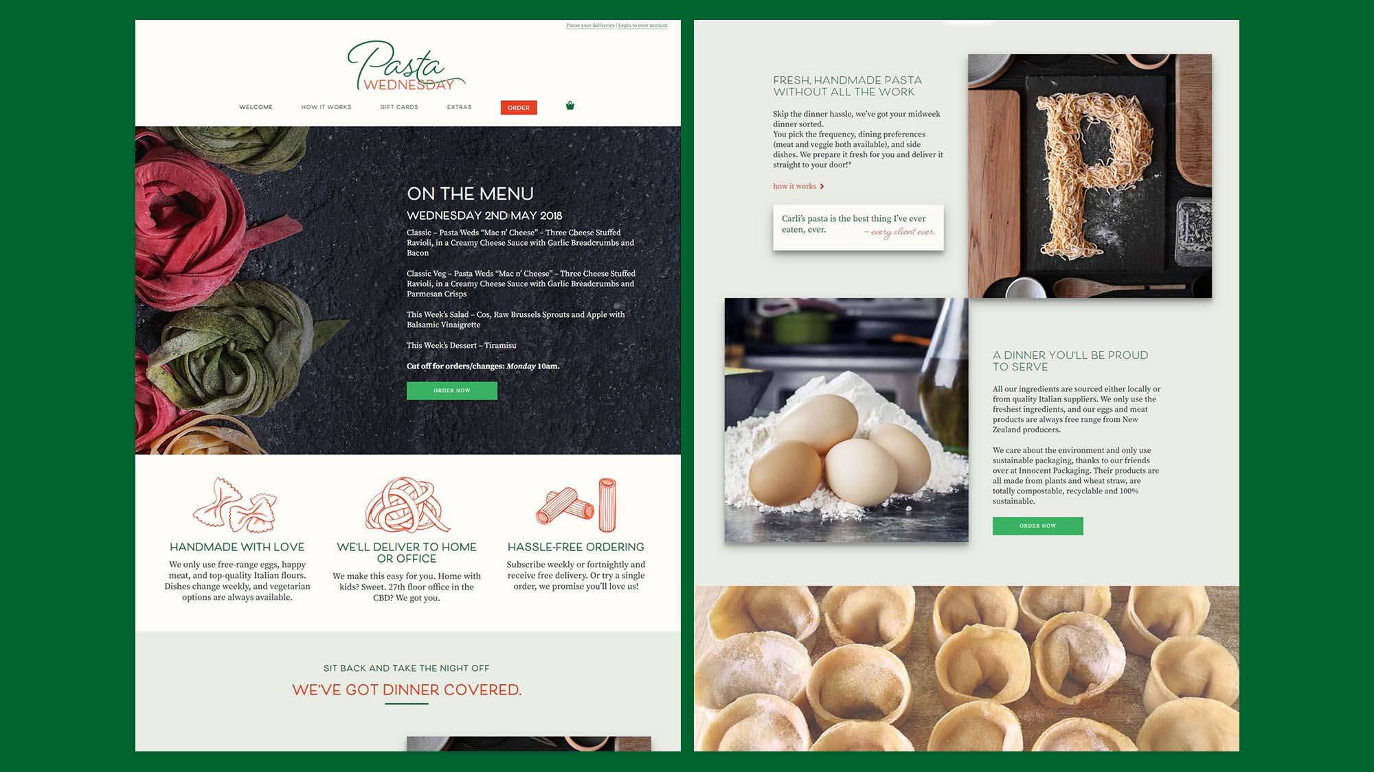 Pasta Wednesday website design examples