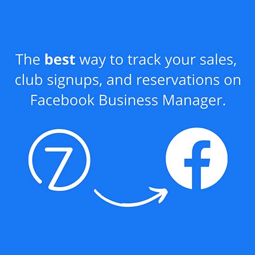 Commerce7 and fb icons with text reading "the best way to track your sales, club signups, and reservations on Facebook Business Manager"