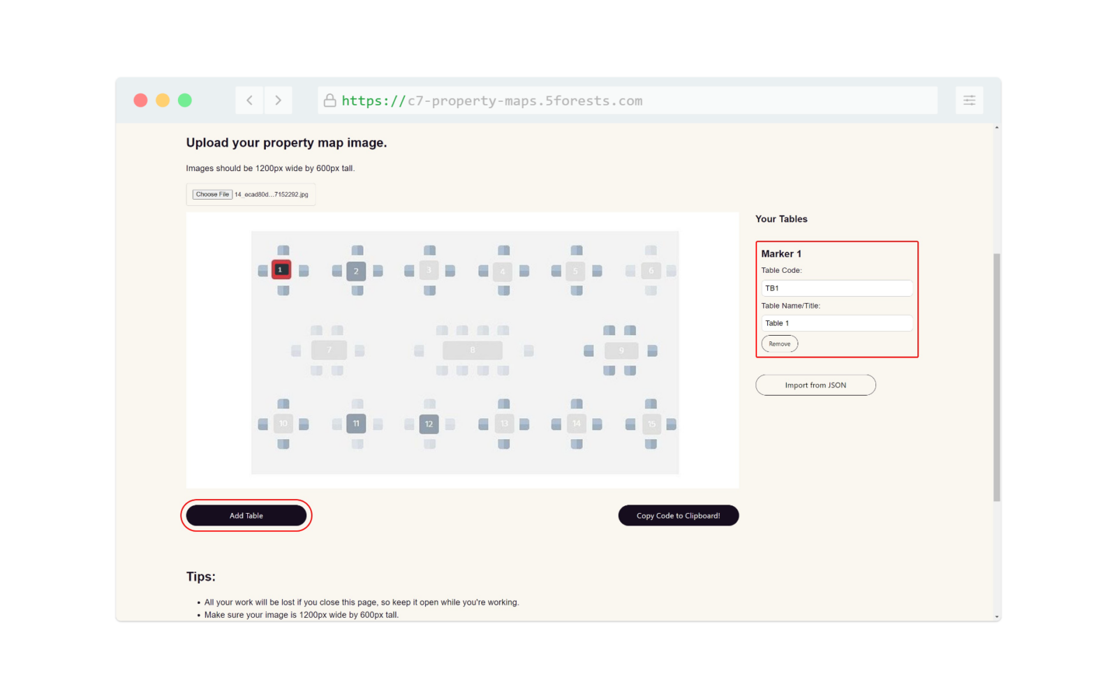 Commerce7 Reservation Property Map tool