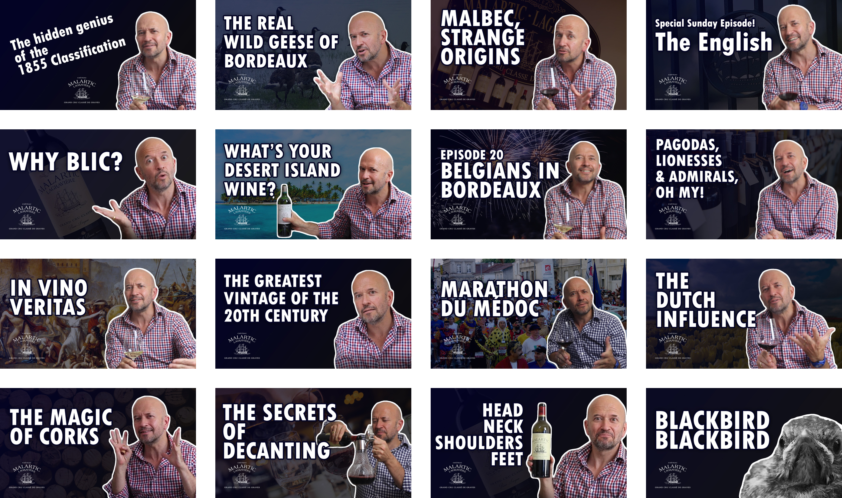 Sixteen Le Grand Voyage episode thumbnails, each with Joe Fattorini and the episode title