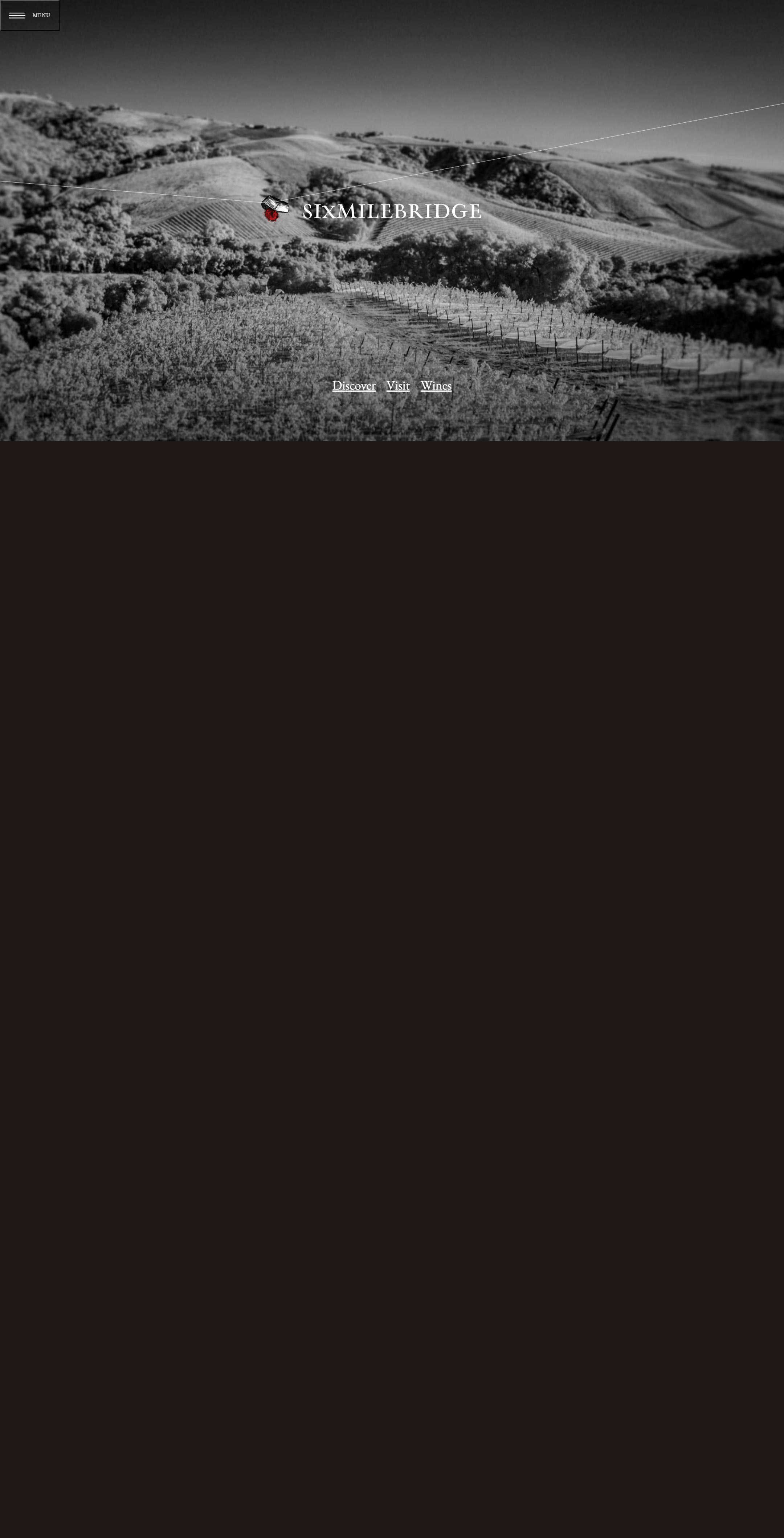The Sixmilebridge home page in March 2024: one black and white screen with a logo and three links, nothing below