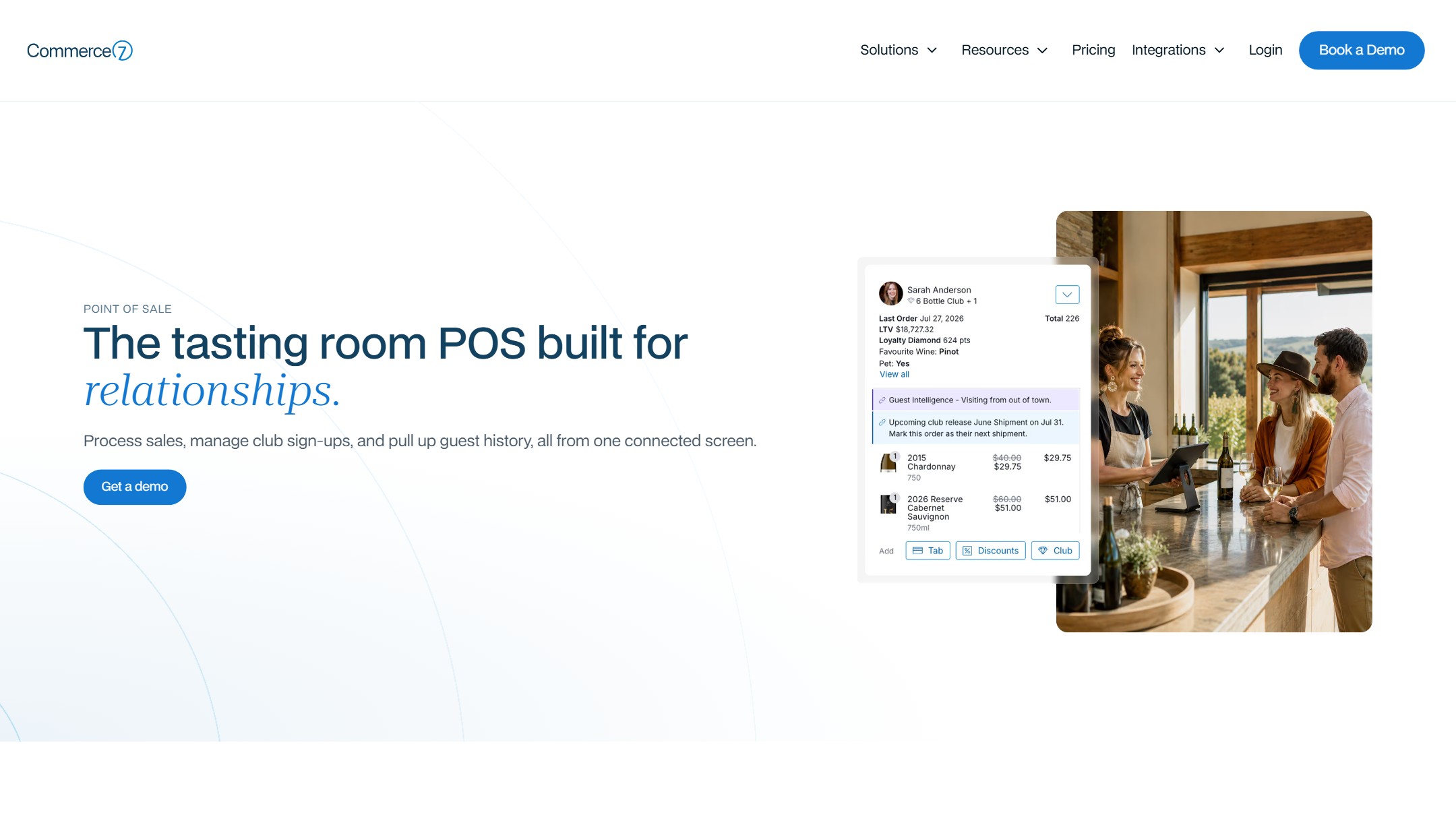 The Commerce7 point of sale page now