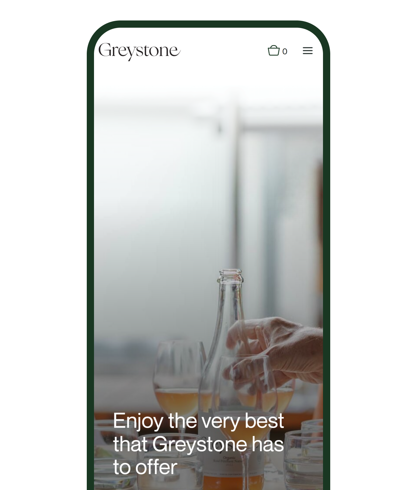 The Greystone wine club page on a phone