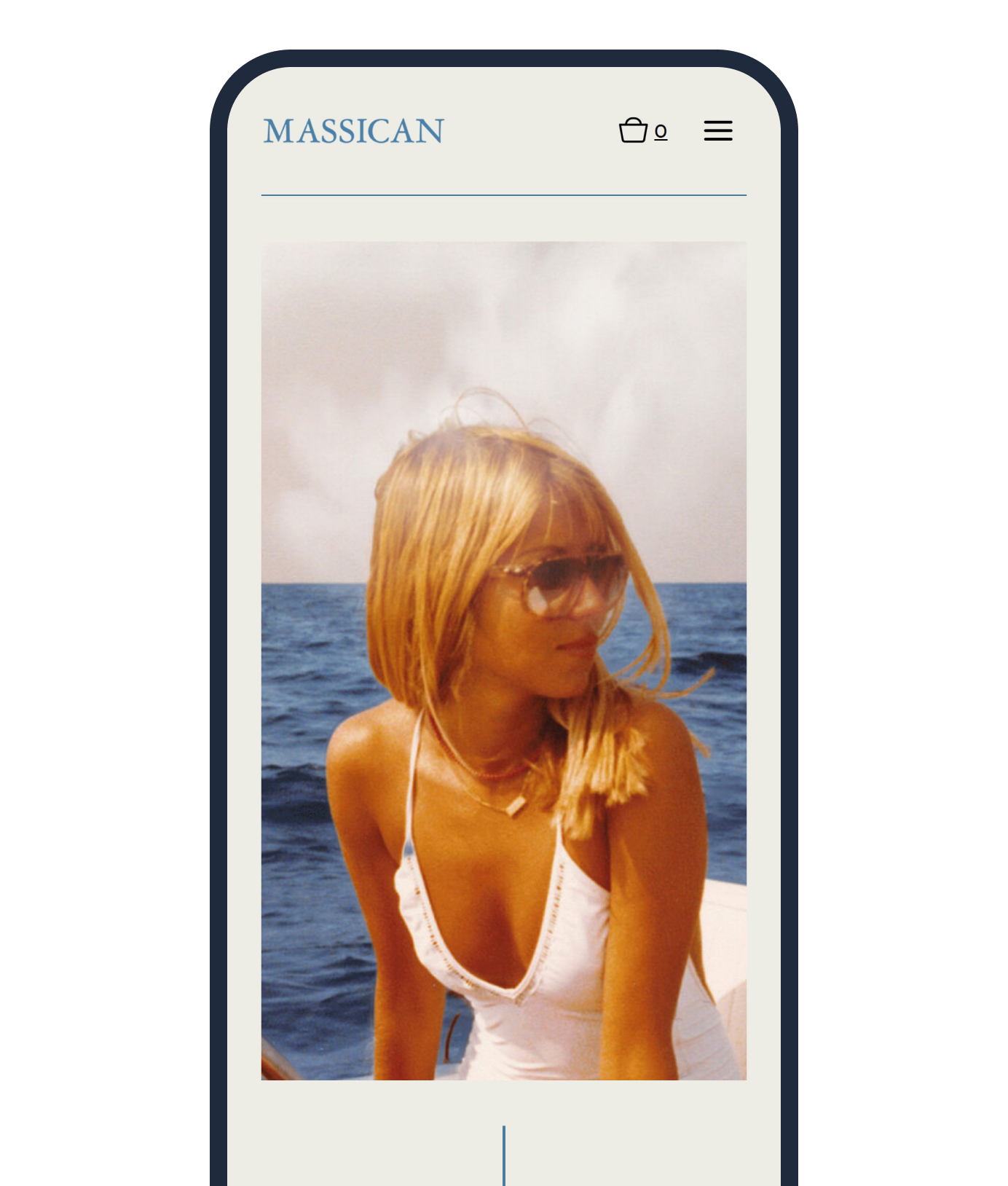 The Massican home page on a phone