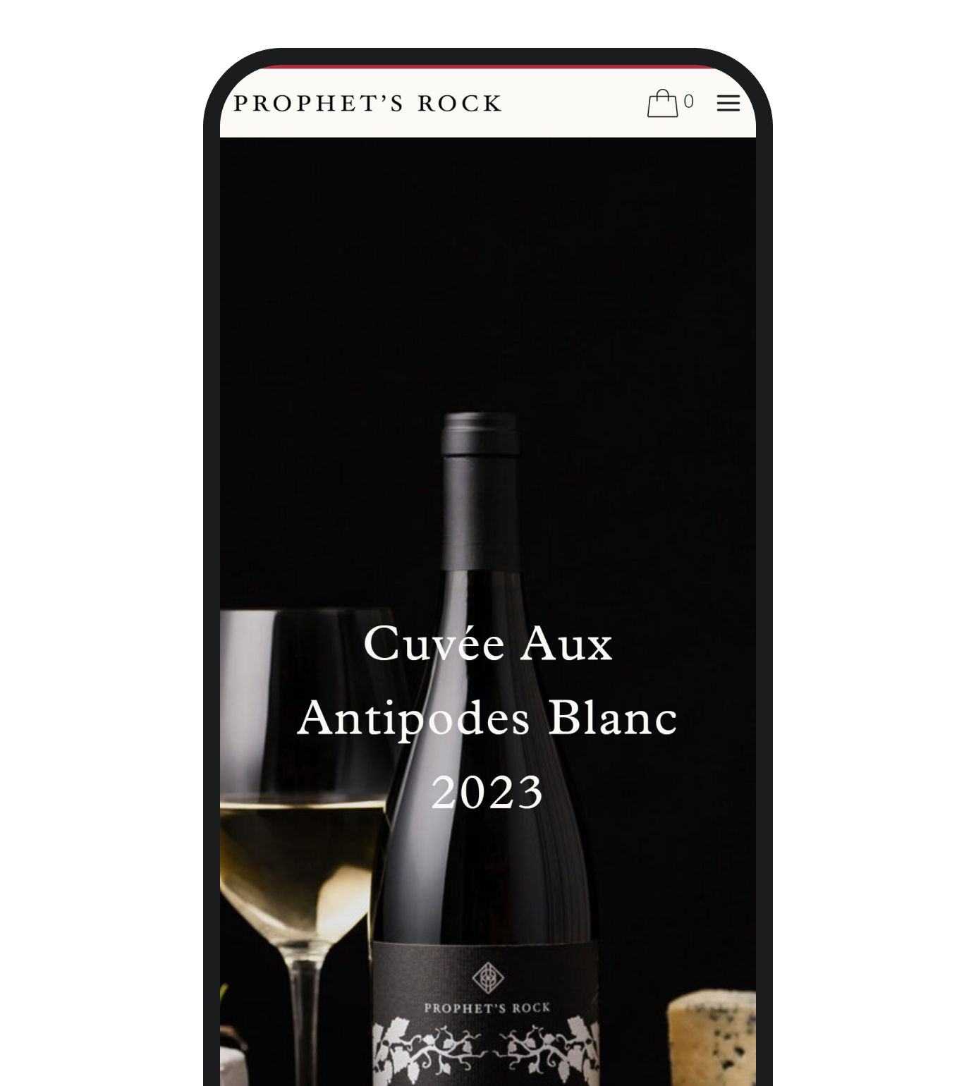The Prophet’s Rock Cuvée Aux Antipodes Blanc page on a phone