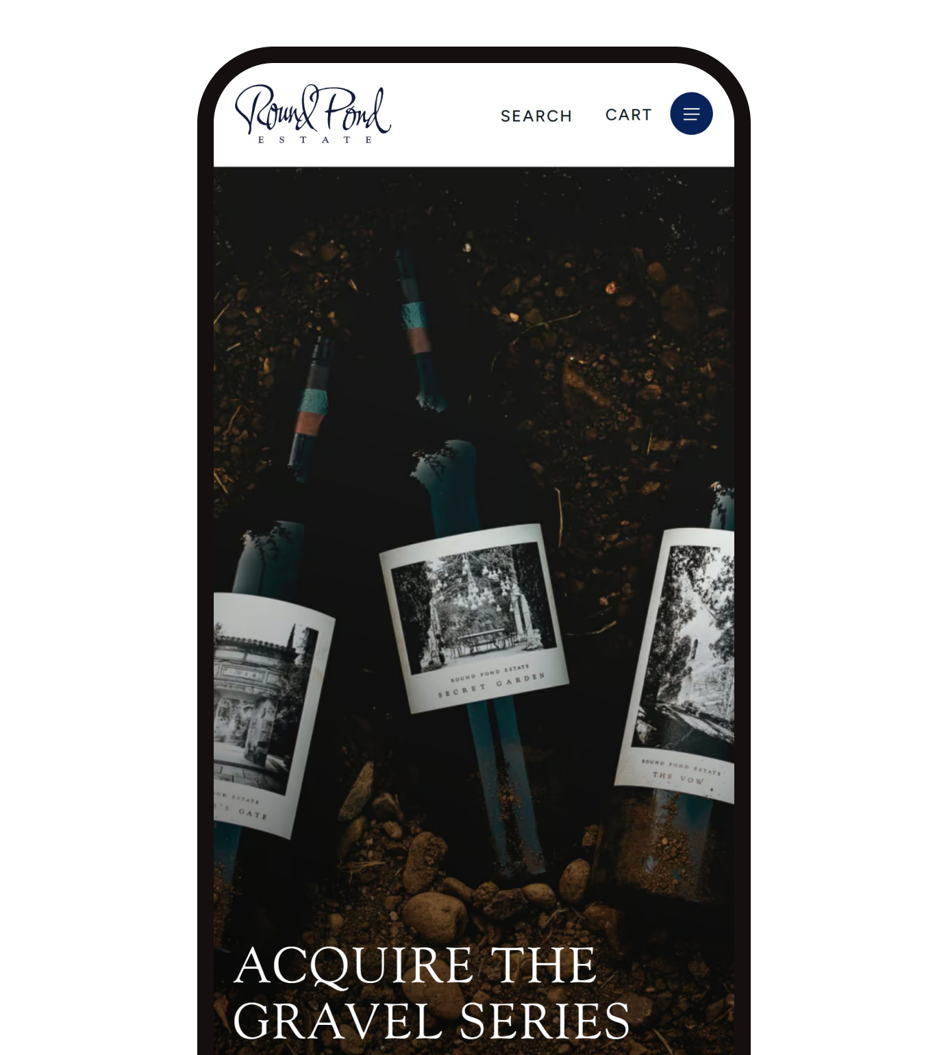 The Round Pond Estate Gravel Series page on a phone