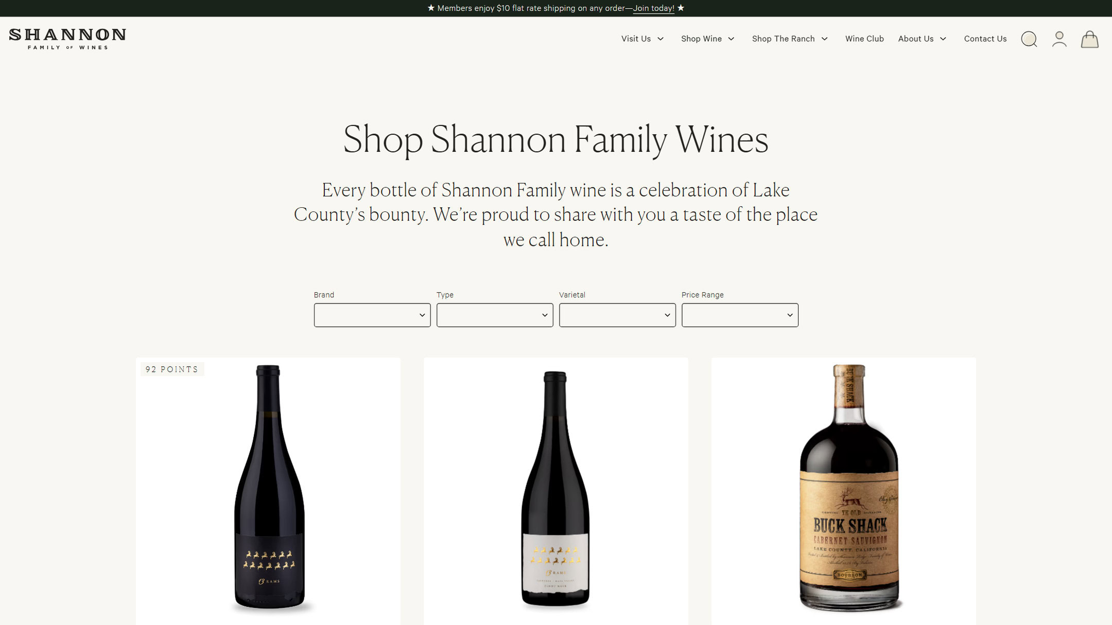 The Shannon shop now: Shop Shannon Family Wines with filters and the first wines