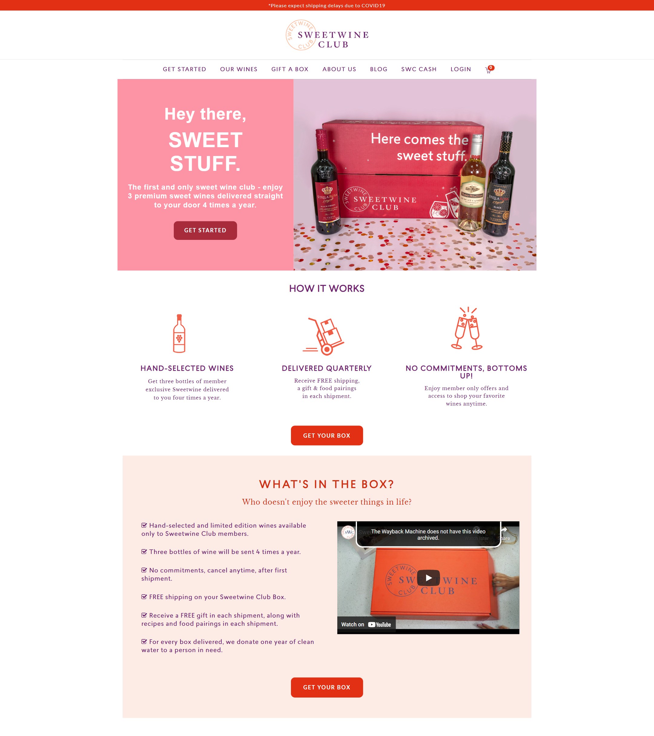 The Sweet Wine Club home page before 5forests: Hey there, Sweet Stuff