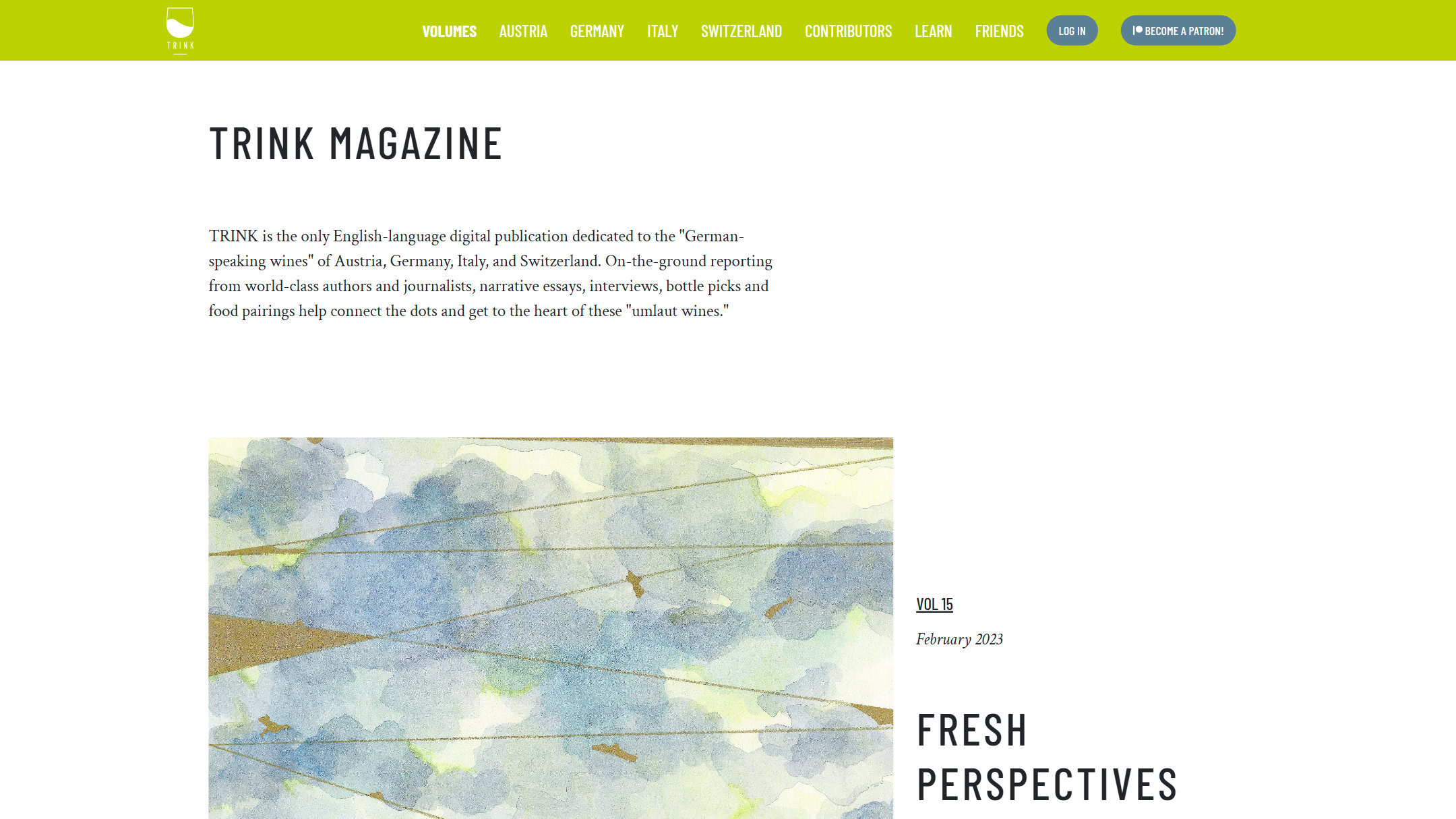 The TRINK Magazine issues page in May 2023, on the old site