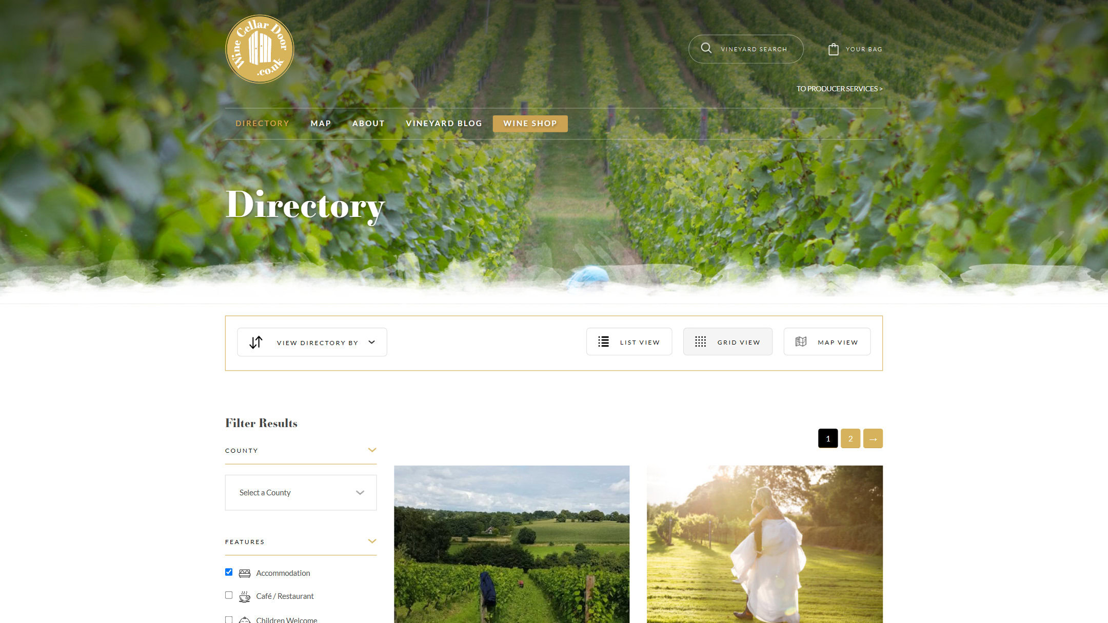 The winecellardoor.co.uk directory in 2023, before the rebrand