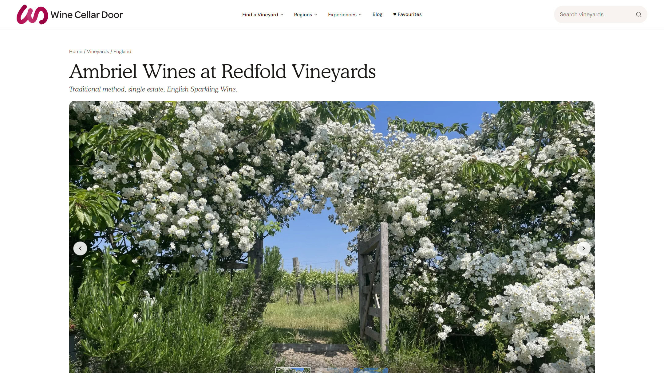 The Ambriel Wines at Redfold Vineyards listing on Wine Cellar Door after the rebrand