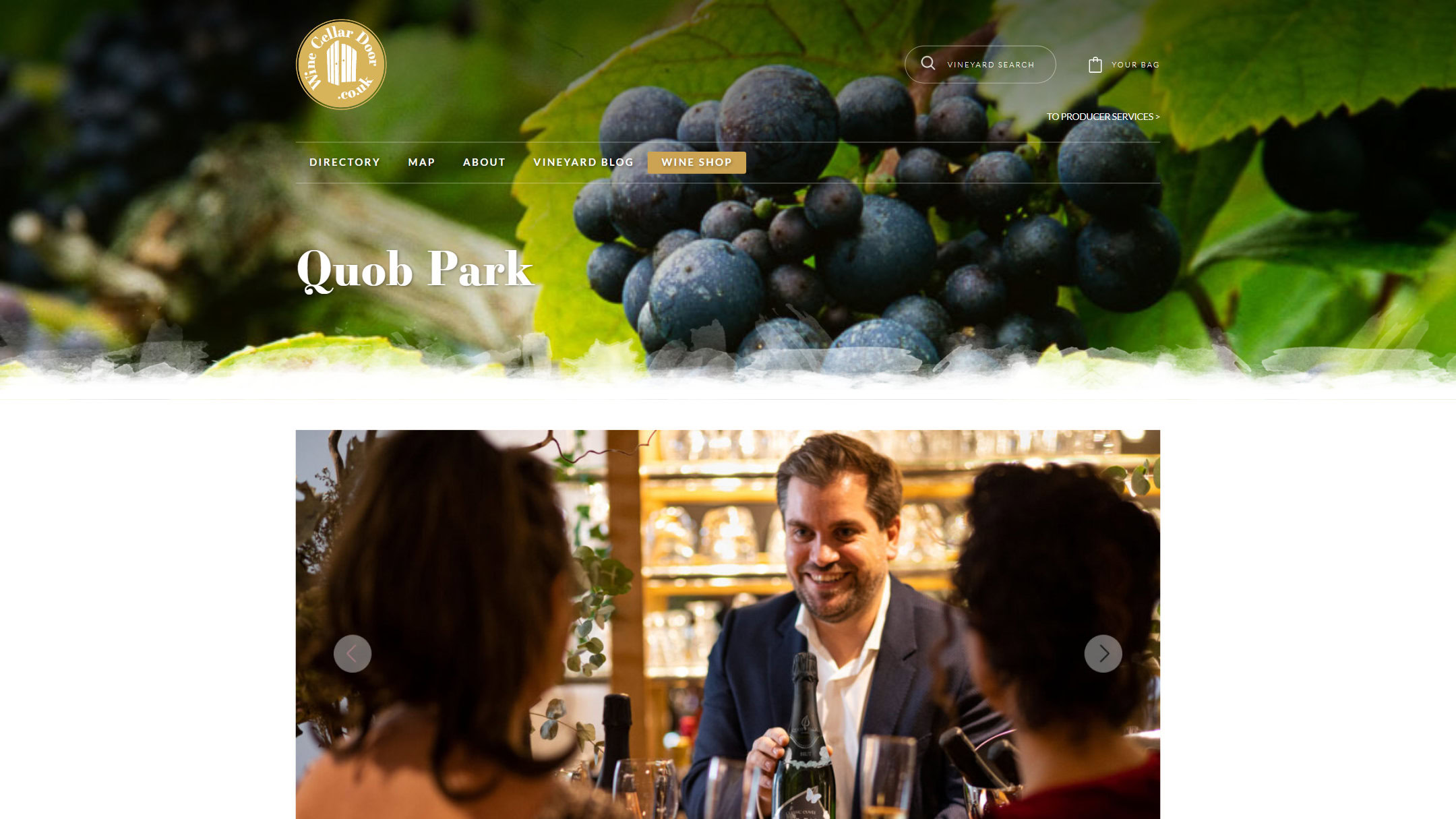 The Quob Park listing on winecellardoor.co.uk in 2022, before the rebrand